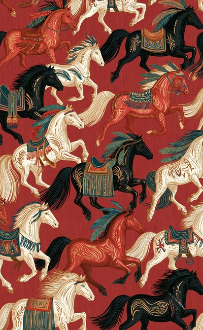 Decorative Horses Pattern Poster.