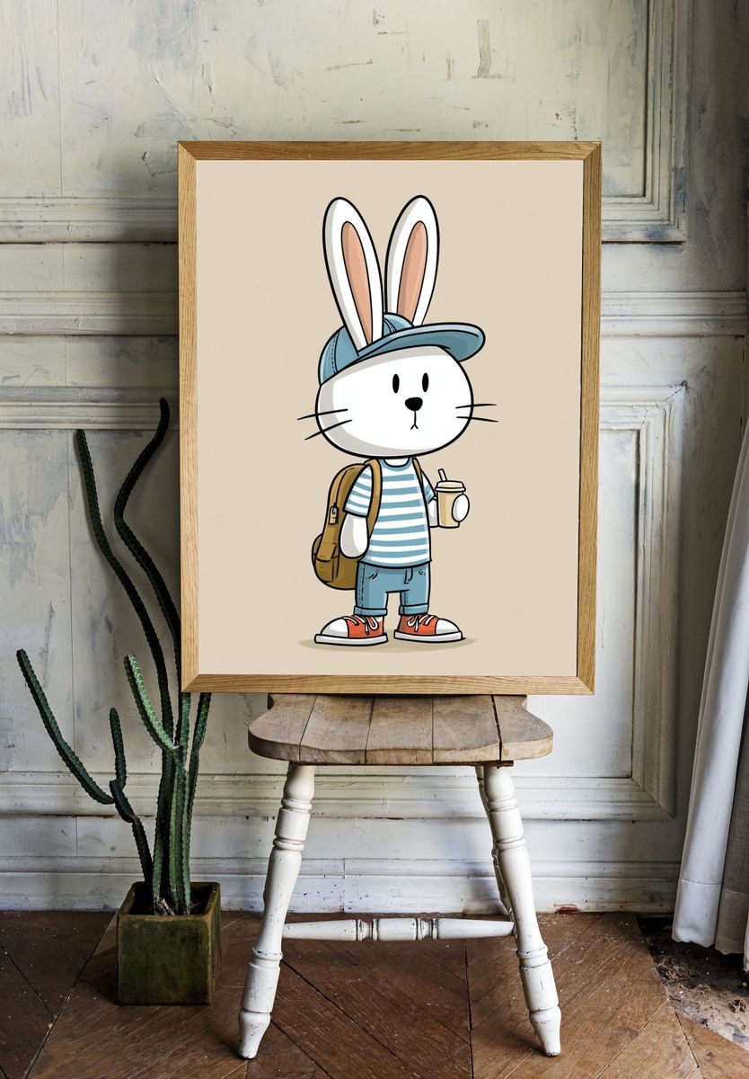 Cool Bunny Cartoon Poster. room preview