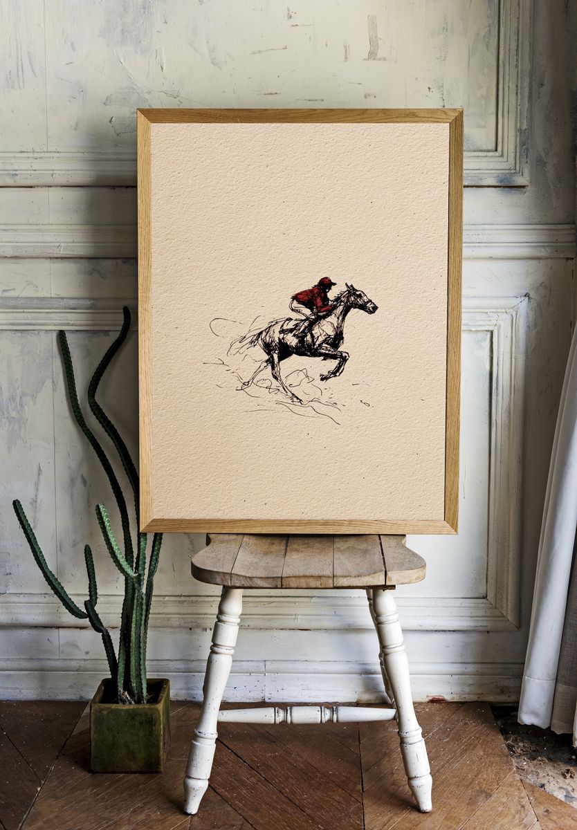 Horse Rider Sketch Print. room preview