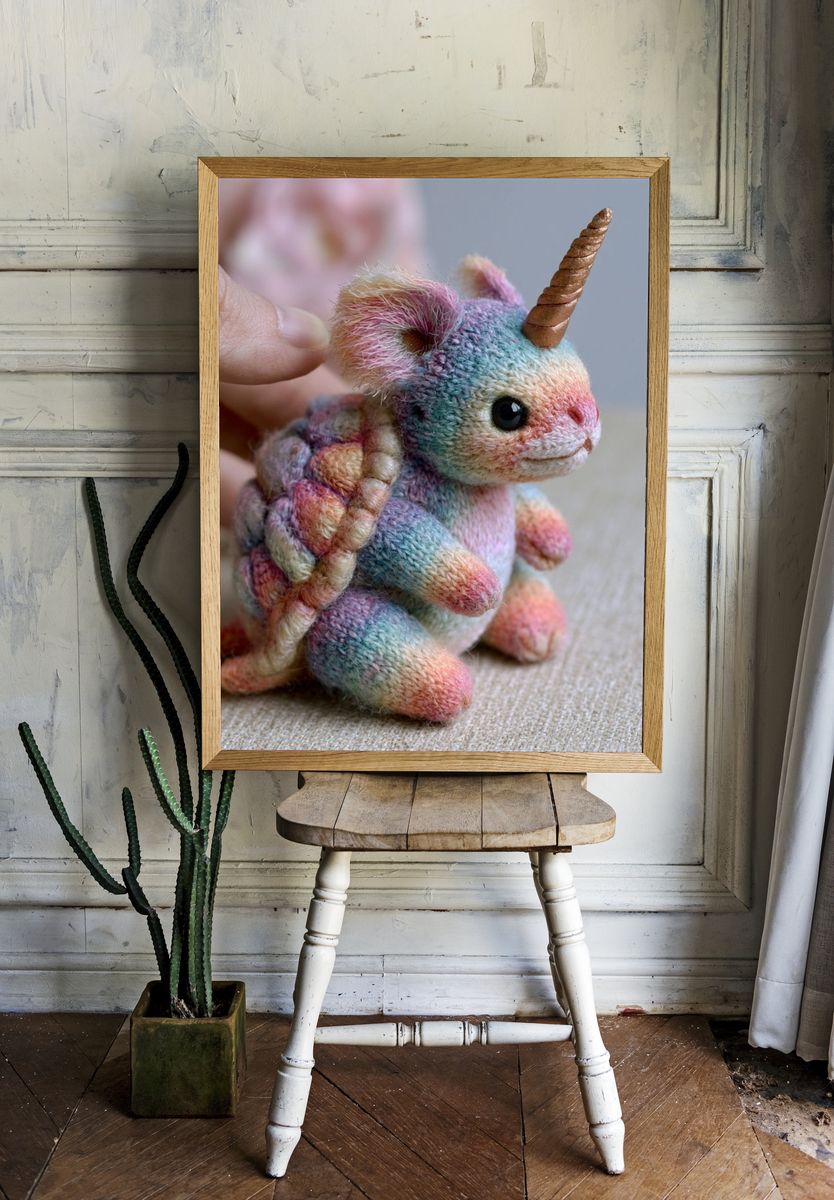 Pastel Unicorn Plush Portrait Poster. room preview