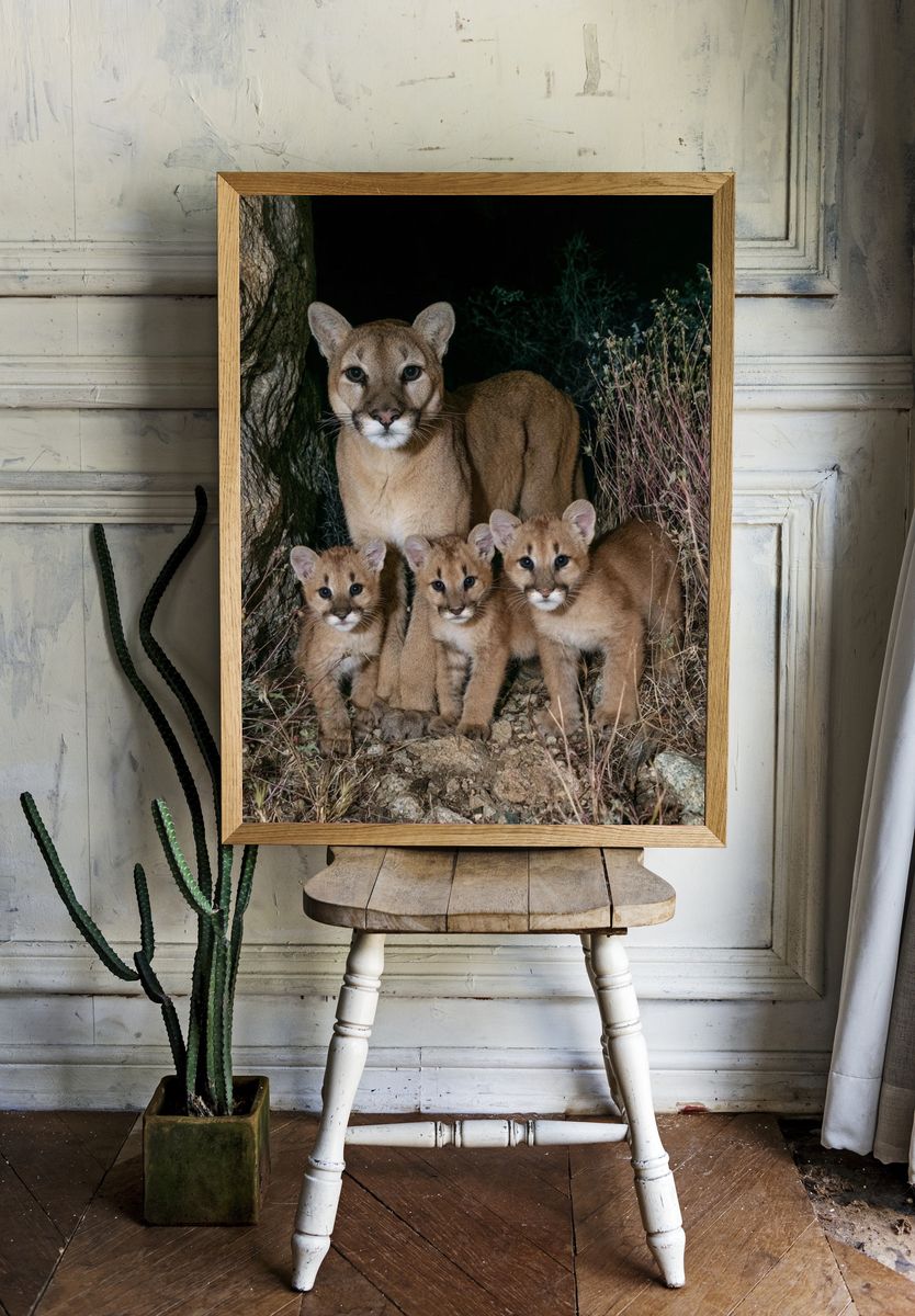 Mountain Lion Family Photography Poster. room preview