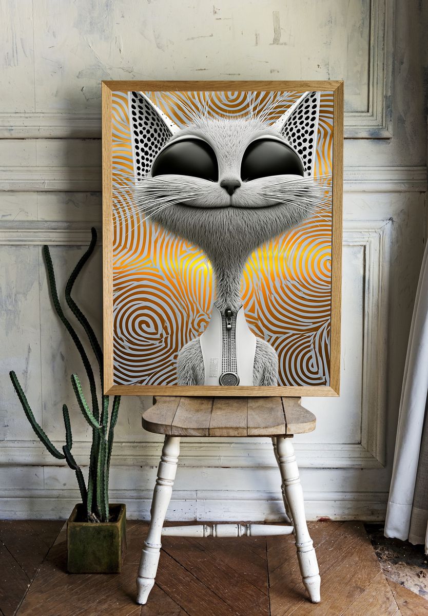 Surreal Cat Portrait Poster. room preview