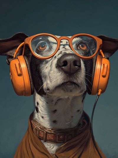 Cool Dog Portrait Illustration Poster.