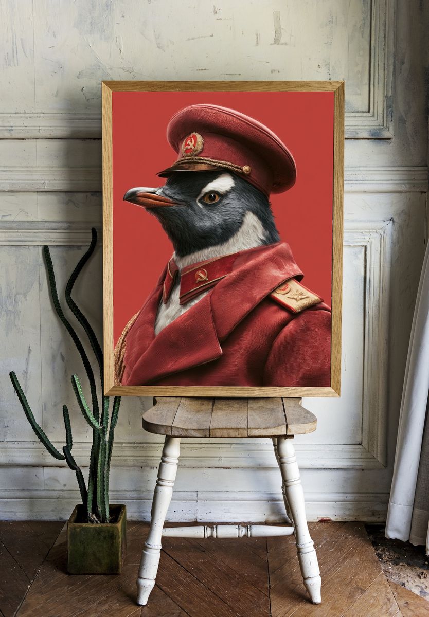 Soviet Penguin Portrait Poster. room preview