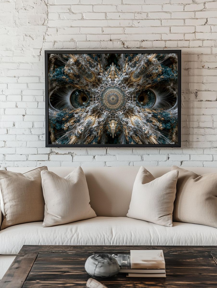 Fractal Owl Eyes Abstract Poster. room preview