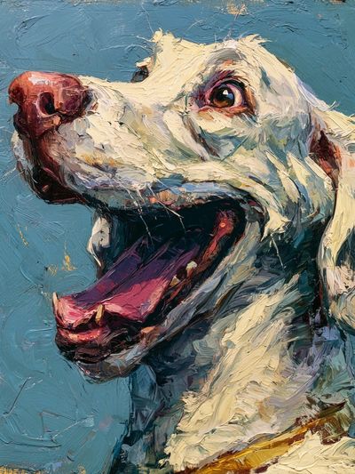 Happy Dog Portrait Print.