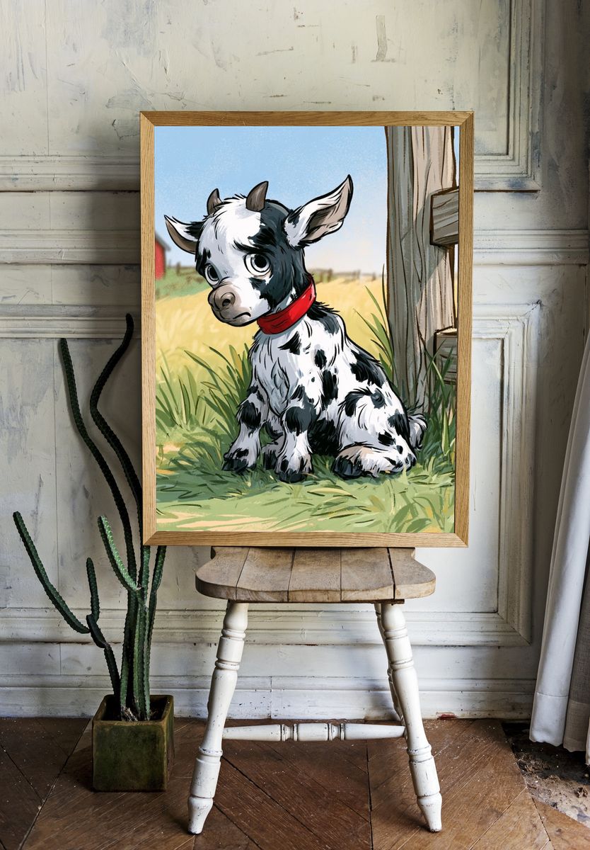 Baby Goat Farm Illustration Poster. room preview