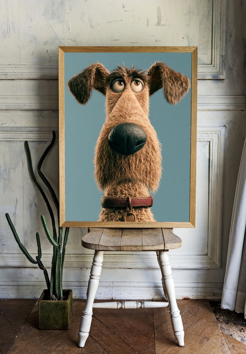 Scruffy Dog Portrait Print. room preview