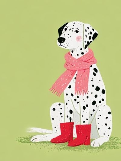 Dalmatian in Pink Scarf Illustration Poster.