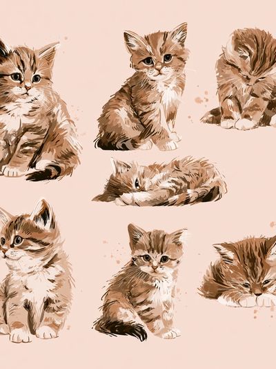 Playful Kitten Study Illustration Poster.
