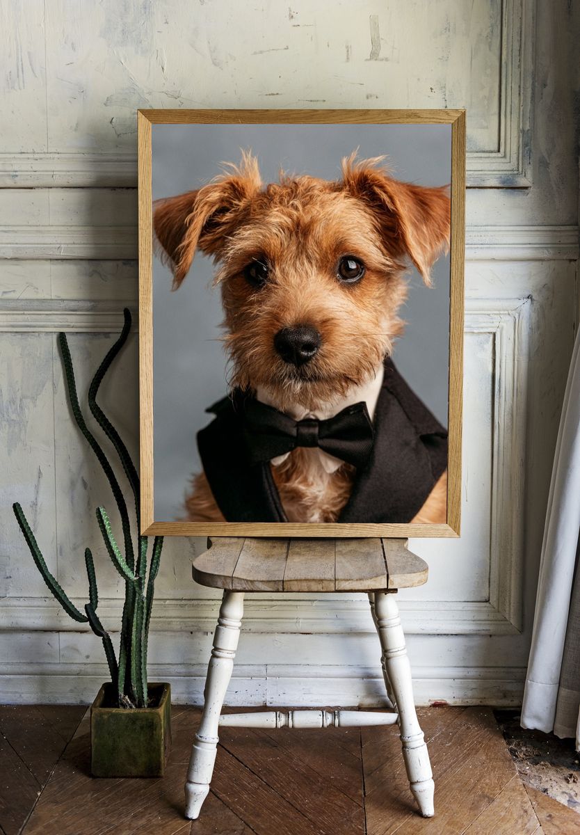 Tuxedo Terrier Portrait Poster. room preview