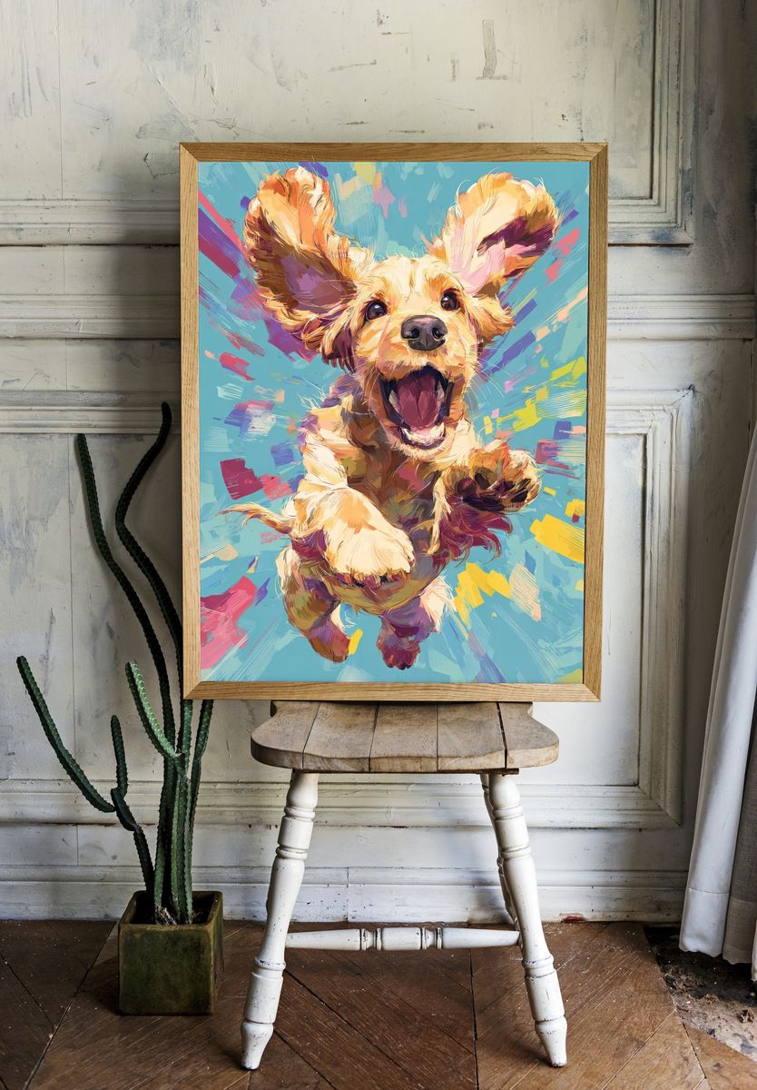Playful Puppy Pop-Art Poster. room preview