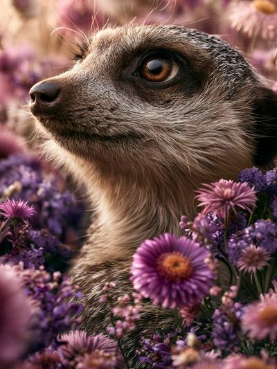 Meerkat in Wildflowers Poster.