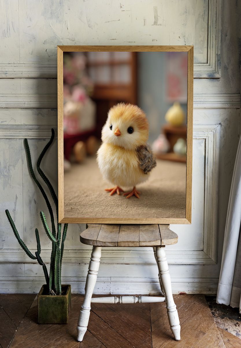 Fluffy Chick Portrait Poster. room preview