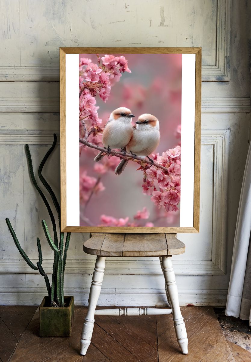 Cherry Blossom Birds Photography Poster. room preview