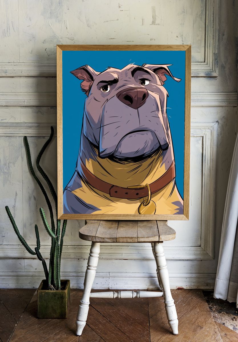 Stoic Dog Portrait Poster. room preview