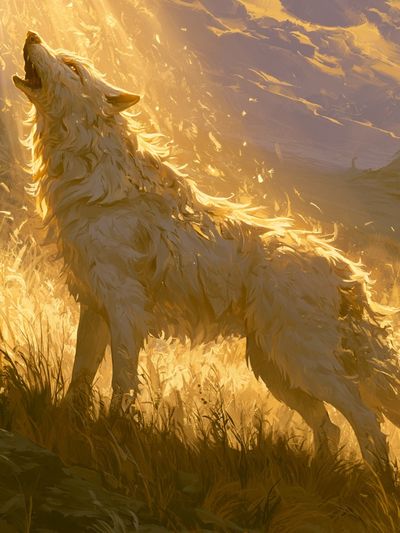 Howling Wolf Golden Light Print.