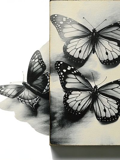 Monochrome Butterfly Study Print.