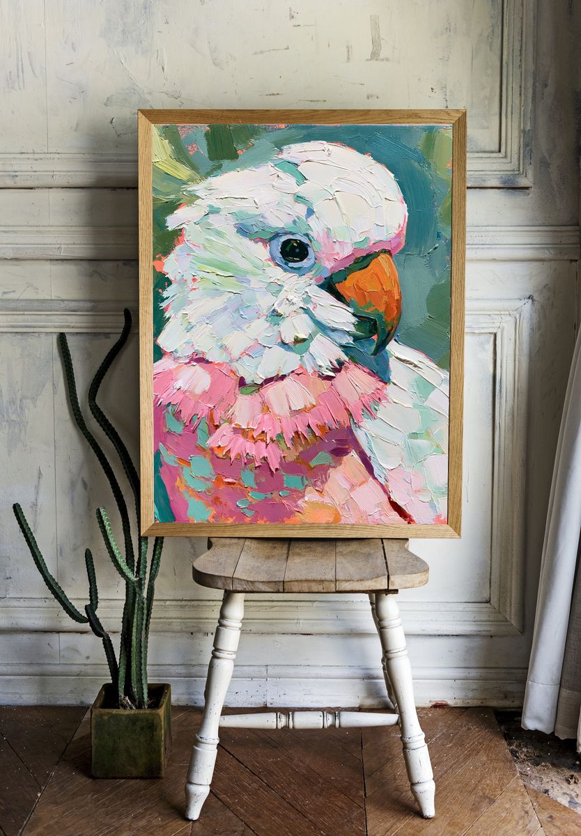 Colorful Parrot Portrait Poster. room preview
