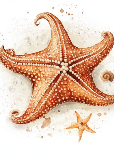 Starfish Watercolor Poster.