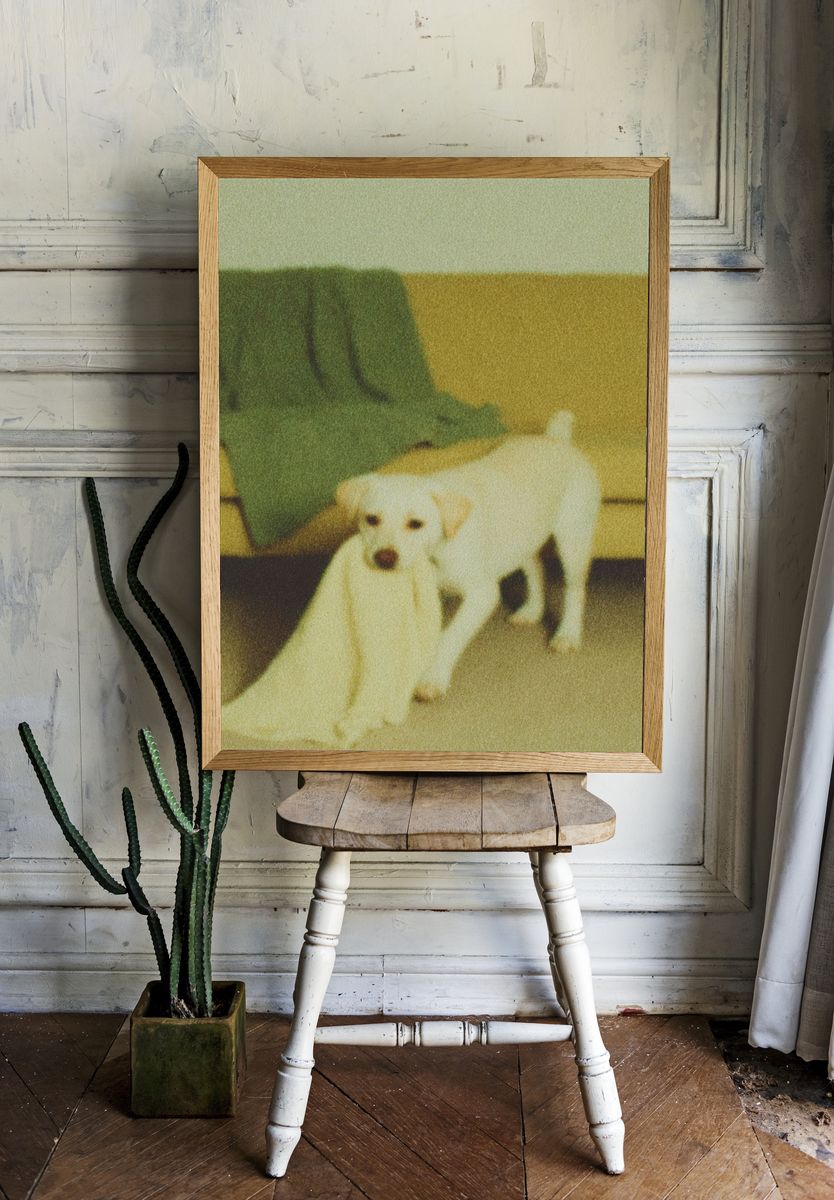 Labrador Puppy Vintage Poster. room preview