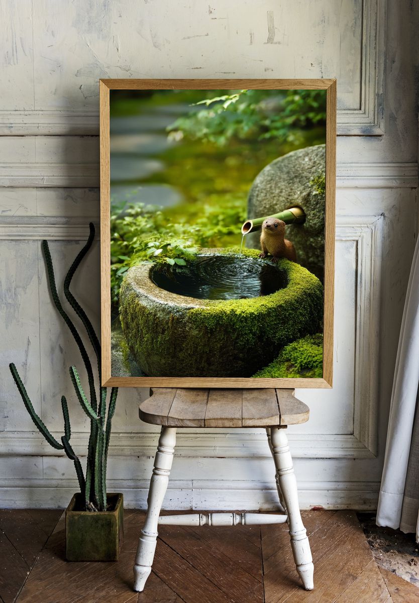 Mossy Garden Otter Photography Poster. room preview
