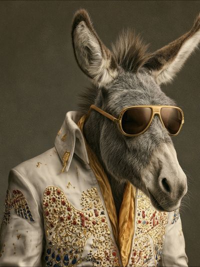 Donkey in Sunglasses Illustration Poster.