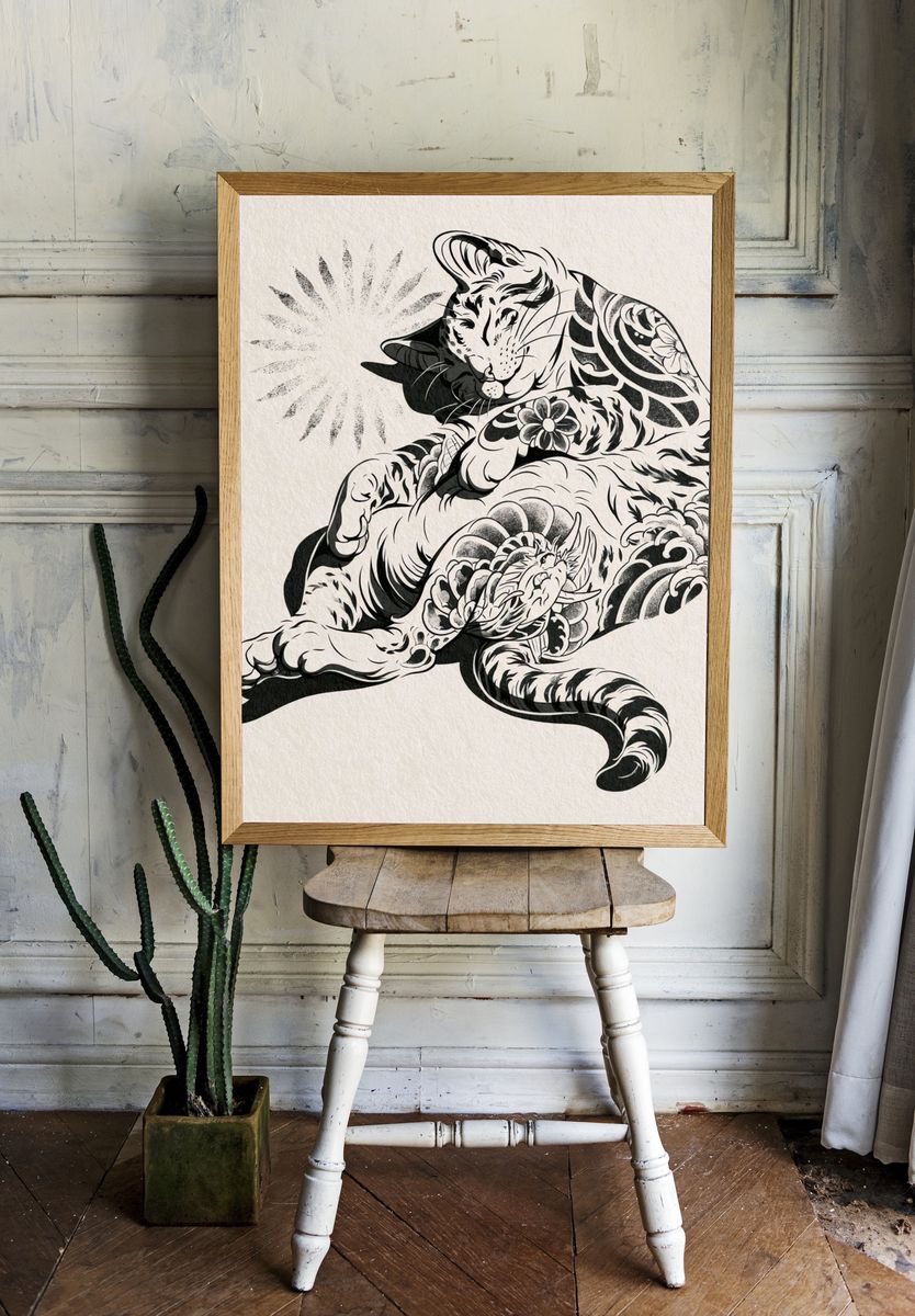Sleeping Tiger Ink Poster. room preview