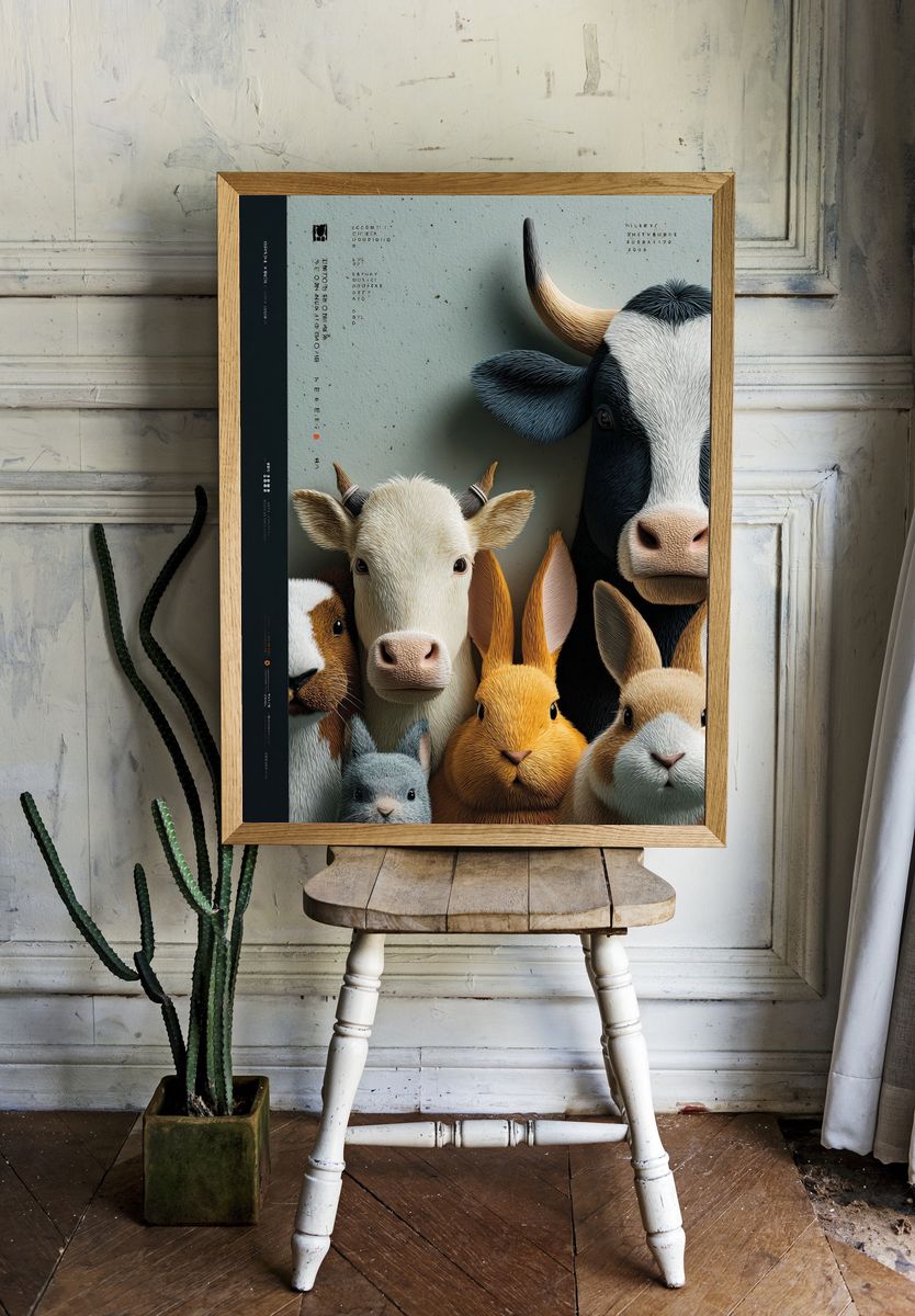 Farm Animals Digital Art Poster. room preview