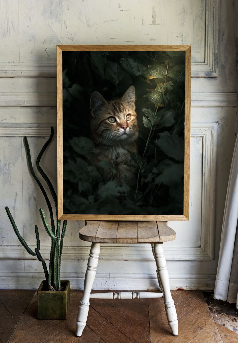 Curious Tabby in Foliage Poster. room preview