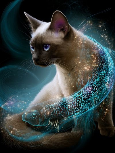 Mystic Siamese Cat Illustration Poster.