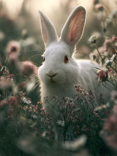 White Rabbit in Wildflowers Poster.