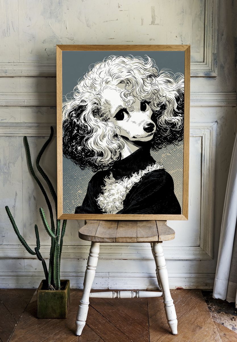 Poodle Portrait Illustration Poster. room preview