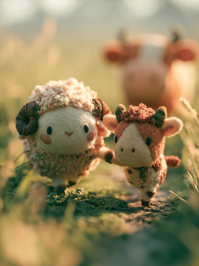 Cute Sheep and Calf Illustration Poster.