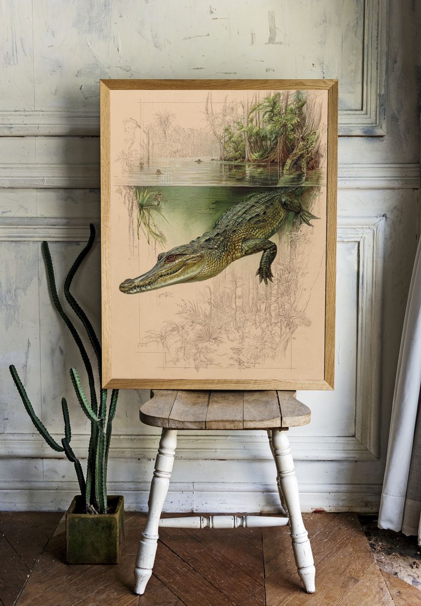 Alligator Swamp Sketch Poster. room preview