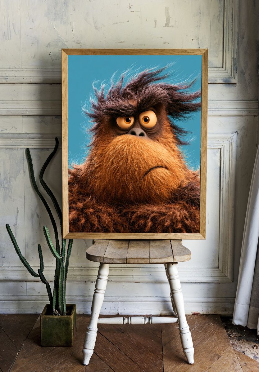 Expressive Orangutan Portrait Poster. room preview
