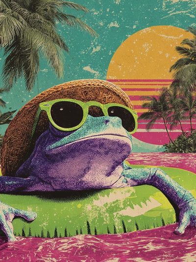 Tropical Frog Retro Poster.
