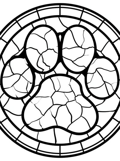 Stained Glass Paw Print Poster.