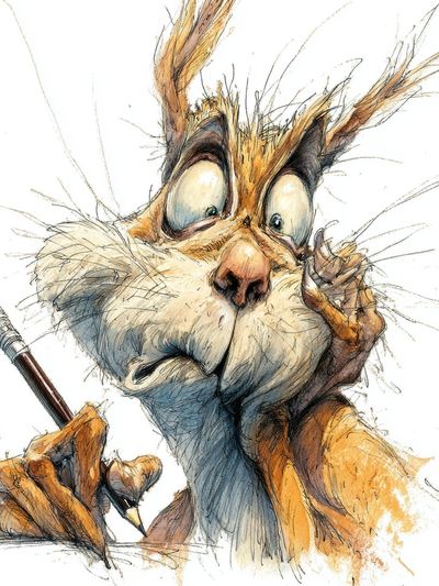 Sketchy Rabbit Portrait Poster.