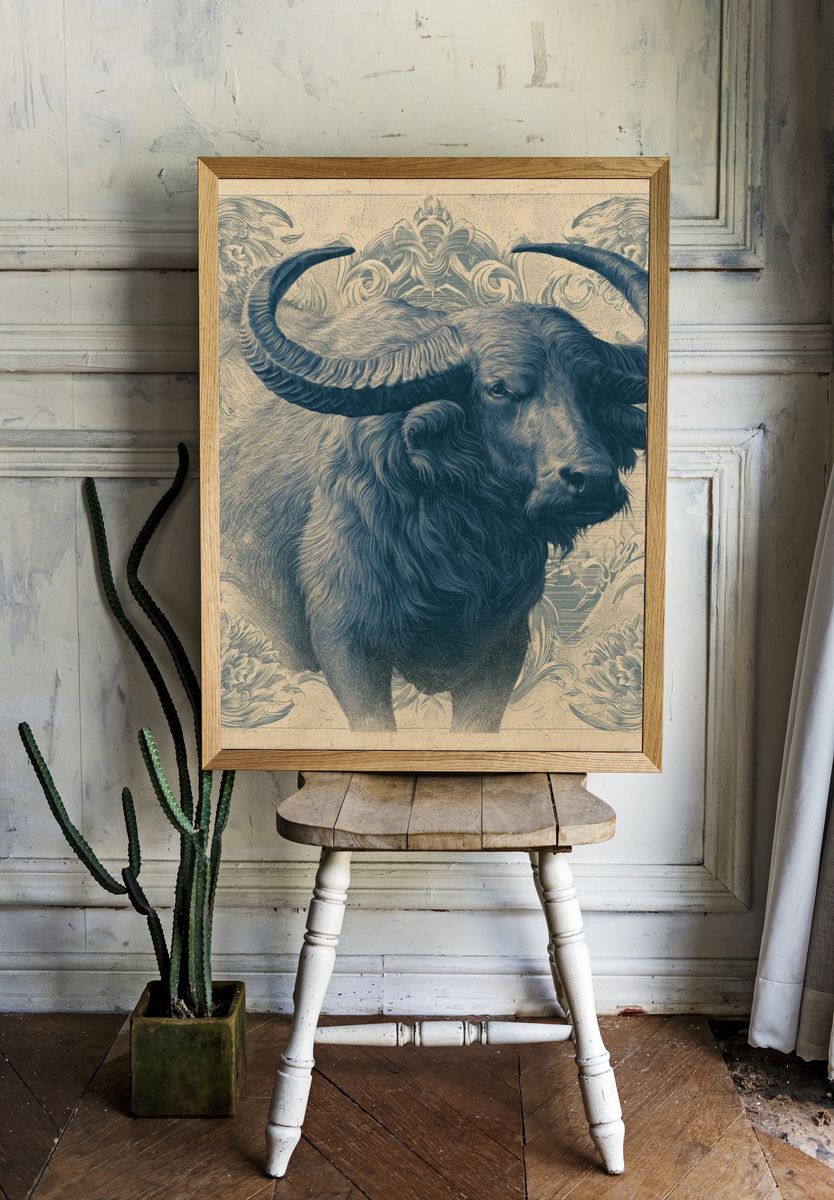Buffalo Ornamental Vintage Poster. room preview