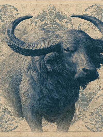 Buffalo Ornamental Vintage Poster.