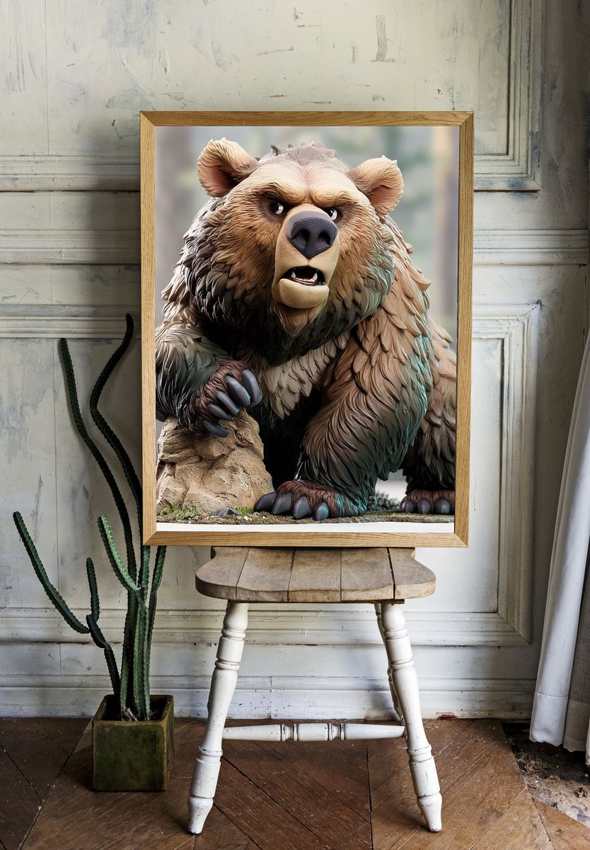 Grizzly Bear Sculpture Poster. room preview