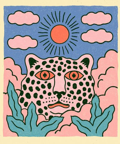 Leopard Sun Illustration Poster.