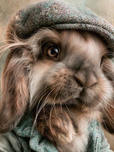Cozy Bunny Portrait Poster.