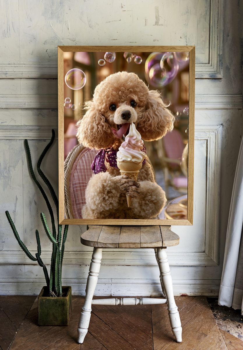 Poodle with Ice Cream Poster. room preview