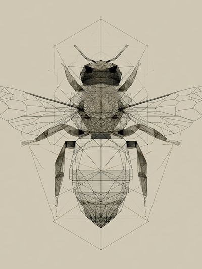 Geometric Bee Line-Art Poster.