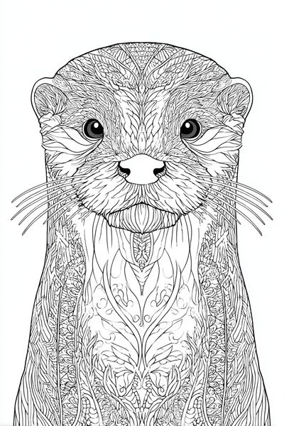 Ornate Otter Line Art Poster.