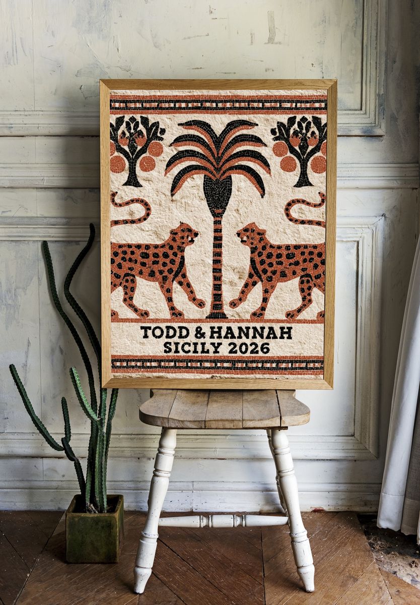 Sicilian Mosaic Leopards Poster. room preview