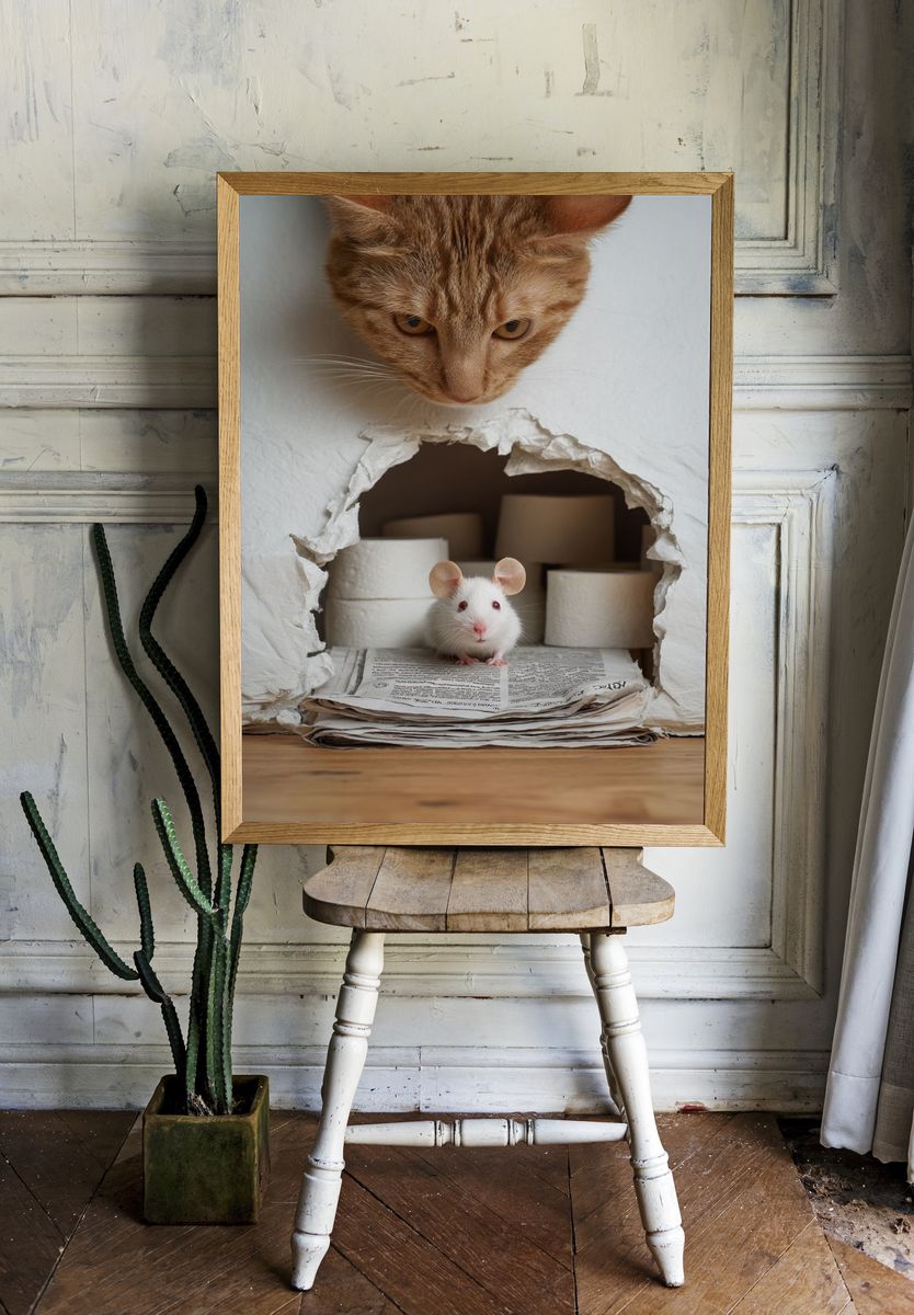 Cat and Mouse Photography Poster. room preview