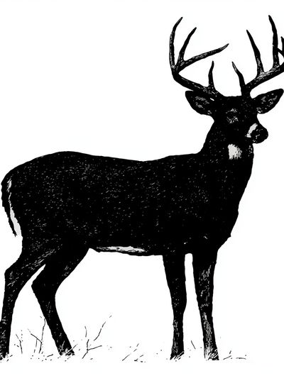 Black Deer Silhouette Print.